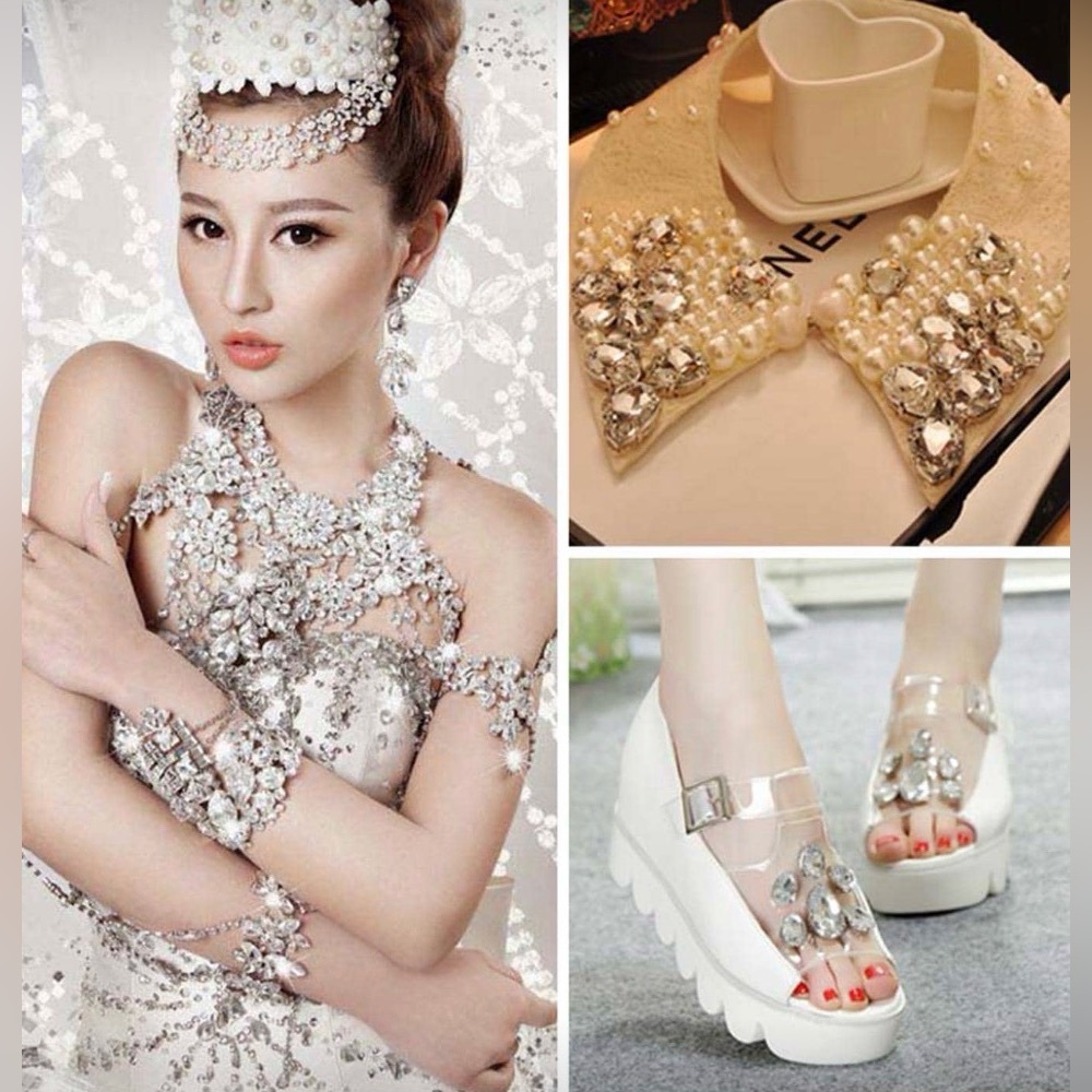 Decorative Clear Rhinestones in Gold | DIY & Sewing | New | 130 Pieces - Picture 4 of 7
